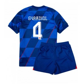 Chorvatsko Josko Gvardiol #4 Dětské Venkovní dres komplet ME 2024 Krátký Rukáv (+ trenýrky)